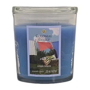 Colonial Candle Simple Breeze 22 oz Oval Jar Candle 2 Wick New P16F